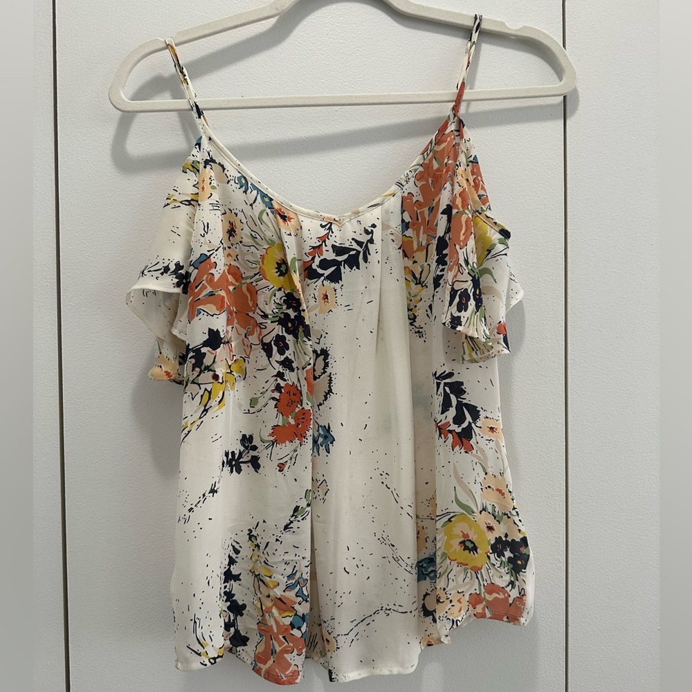 Joie Silk Floral Open Shoulder Blouse